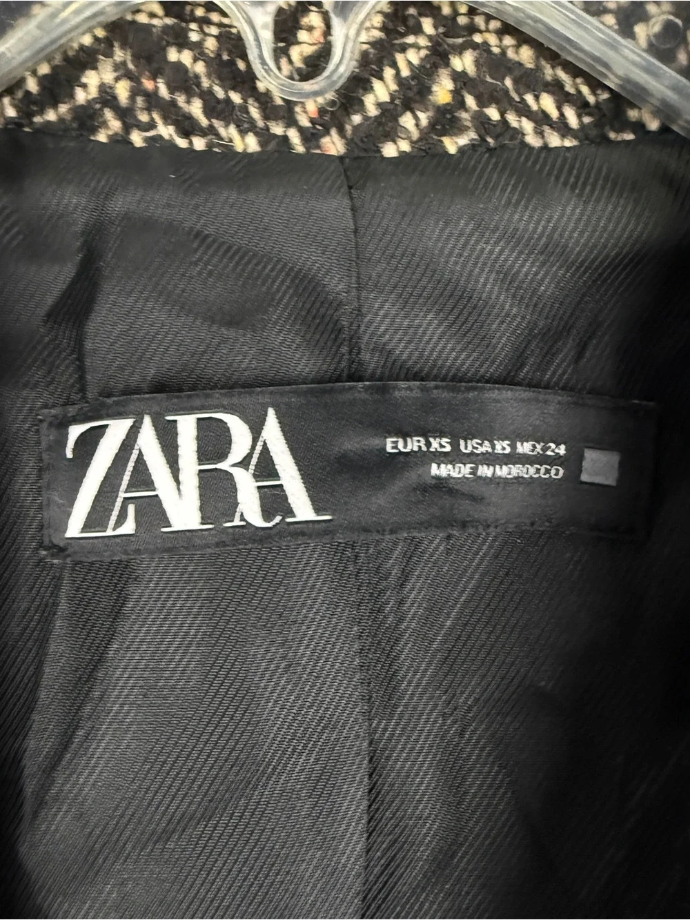 Zara Tweed Textured Button Wool Blend Coat